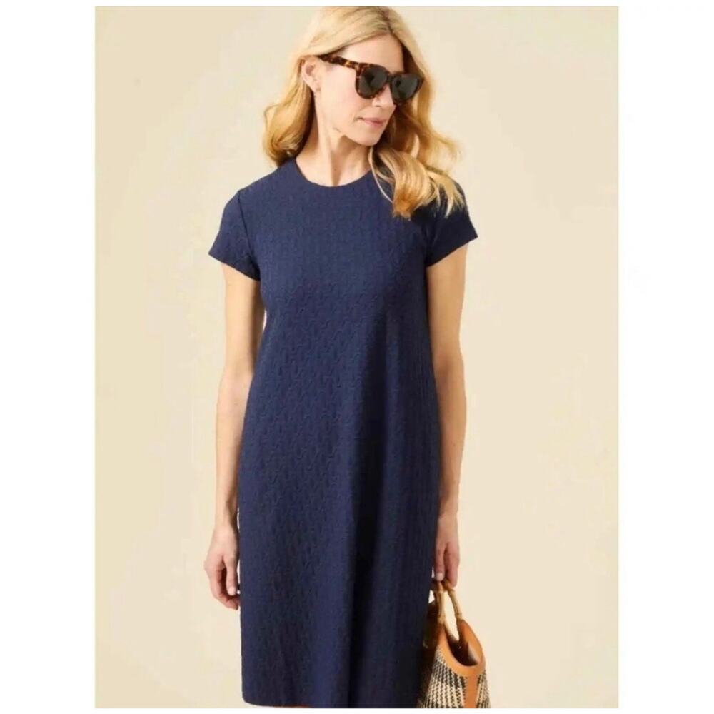J. McLaughlin Mini Wave Bubble Jacquard Swing Dress Navy Size XS